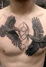 στήθος διπλό περιστέρι μοτίβο τατουάζ