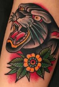 oldschool style group of leopard head tattoo pictures