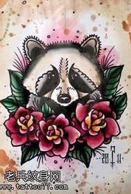 manuskrip geverfde reuse panda tattoo patroon