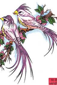 Bird Tattoo Pattern: Magpie Cherry Tattoo Pattern Picture
