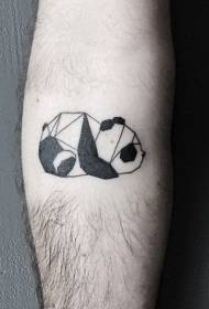 sort geometri Line søt panda tatoveringsmønster