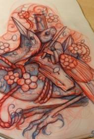 scricchiulu tradiziunale manicu fiore tatuatu mudellu