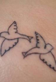 Dous patróns de tatuaje de silueta de pombas