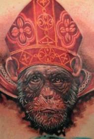 back realistic funny color monkey tattoo maitiro