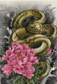 modni klasični uzorak zmija božur tetovaža rukopis uzorak za uživanje u slici