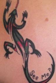 buik Kleur tribal hagedis tattoo patroon