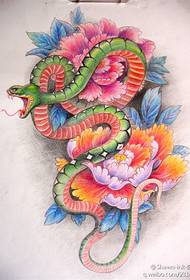 värillinen käärmepioni-tatuoinnin käsikirjoitus