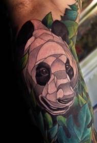 Illustrator tarzı büyük kol renk panda kafa dövme deseni