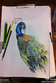 kolor nga cartoon nga peacock nga litrato sa manuskrito nga Tattoo