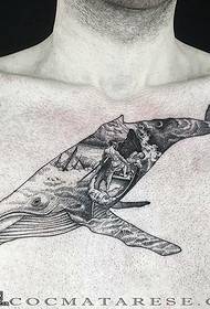Modello del tatuaggio dello squalo sul petto