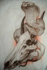 Manoscritto tatuaggio tatuaggio Cobra europeo in pelle di montone