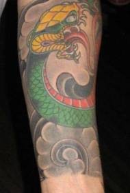 Arm Asian style colored snake tattoo pattern