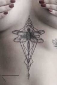 „dragonflyTattoo“ 9 mažas šviežios juodos pilkos spalvos laumžirgio linijos tatuiruotės modelis