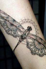 beautiful black line dragonfly tattoo pattern