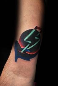 arm χρωματισμένο καρχαρία και μοτίβο τατουάζ αστραπή