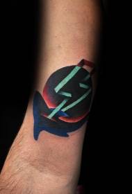motif de tatouage éclair de requin et de foudre