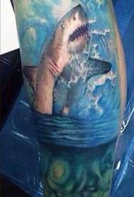 Modello di tatuaggio squalo gamba