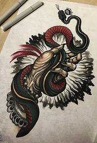 classic manuscript snake tattoo pattern