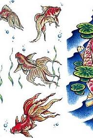 lebensechte Goldfisch Musterfarbe Tattoo Manuskript empfohlenes Bild