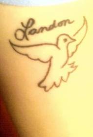Лондонска слова и узорак тетоваже са белим голубицама