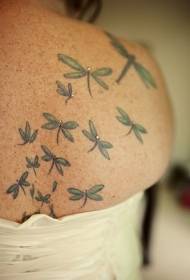 many flying small green dragonfly tattoo designs