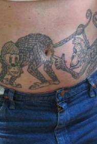 腹部おかしい猿のお尻のタトゥーパターン