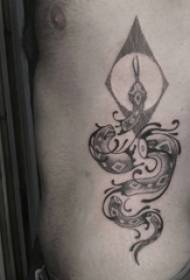 girovita laterale da bambino su punto grigio nero linea astratta spina immagine di un piccolo serpente animale tatuaggio
