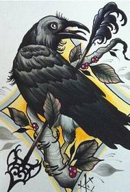 Immagine del modello del manoscritto del tatuaggio del corvo alla moda classico d'avanguardia