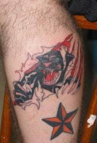 sab caj npab xim tawv nqaij ntuag tawm dub panther tattoo qauv