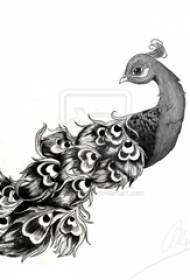 manoscritto tatuaggio nero pavone animale creativo schizzo bello grigio