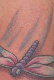 modello di tatuaggio libellula rosa e viola