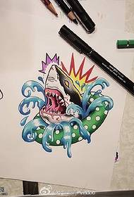 modello tatuaggio squalo dipinto manoscritto