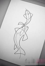 黑色线条素描创意个性小动物海豚纹身手稿