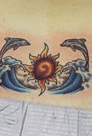 Kleur Dolphin Sea Tattoo Patroon