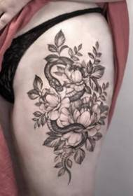 Snake Tattoo: un set di modelli di serpenti tatuaggio nero-grigio per le donne