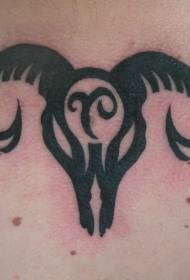 tatuaggio di pecora tatuaggio di totem di pecora nera e manoscritto del tatuaggio di Ariete