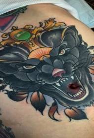 tumbo kisasa mtindo rangi mbaya panther na mtindo wa mapambo ya tattoo