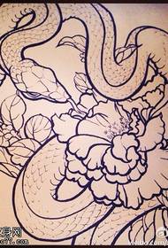 käärme ja pioni-tatuointi käsikirjoituskuva