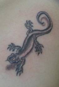 Crawling black lizard tattoo pattern