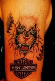 ຜິວຫນັງສີແຂນ tearing ຮູບແບບ tattoo leopard