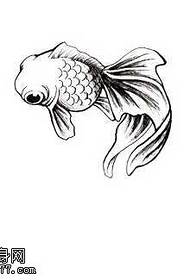 patrón de tatuaxe de peixe ouro manuscrito