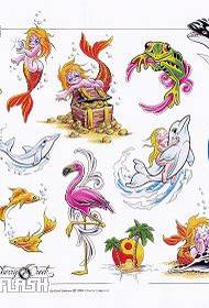 modello del tatuaggio sirena delfino del fumetto