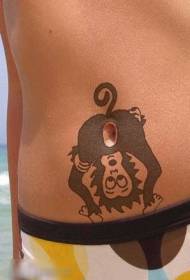 modello di tatuaggio addominale scimmia nera culo