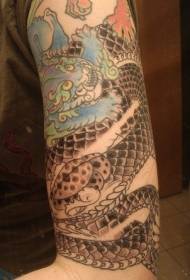 Arm asiatisk stil svart slange tatoveringsmønster