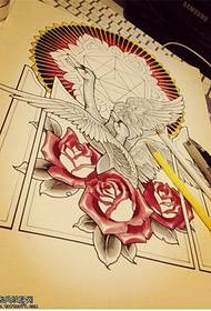 Cigno colorato tatuaggio rosa modello manoscritto
