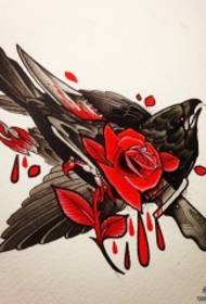 Rukopis tetovaže ruže europske škole vrana