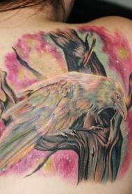 retour belle couleur motif de tatouage corbeau