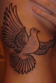 Girls Side Ribs Peace Dove Tattoo Patroon