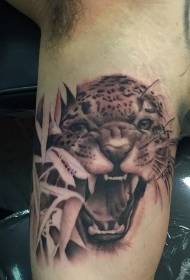 arm bruin brullende luiperd tattoo patroon