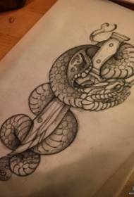 Manoscritto tatuaggio pugnale serpente europeo e americano